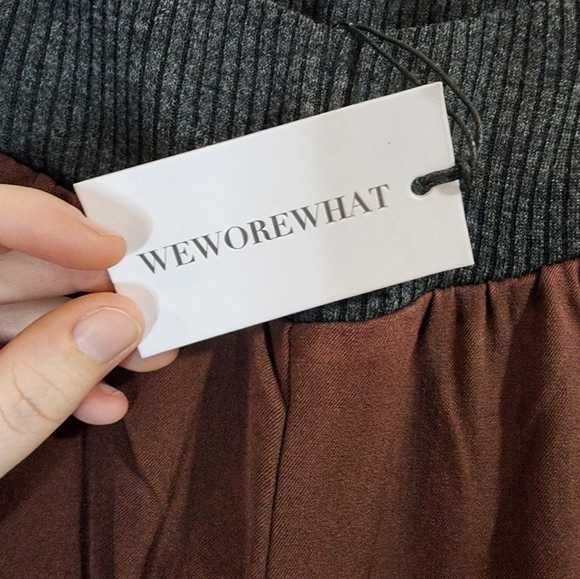 NEW WeWoreWhat Suiting Twill Low Rise Pull On Women XS Wide Leg V Waist Pants - Picture 7 of 12